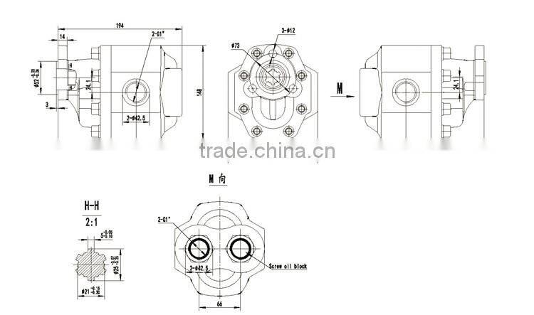 UNI flange 3 holes KBLH pto gear pump for dump truck