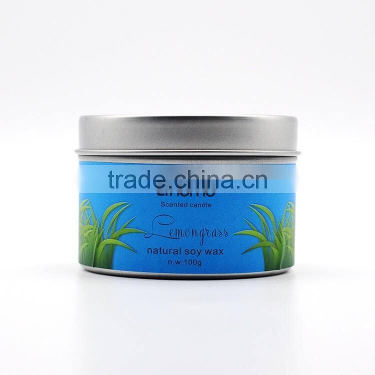 100% natural soy wax candle in metal jar , scented candle,natural essence candle