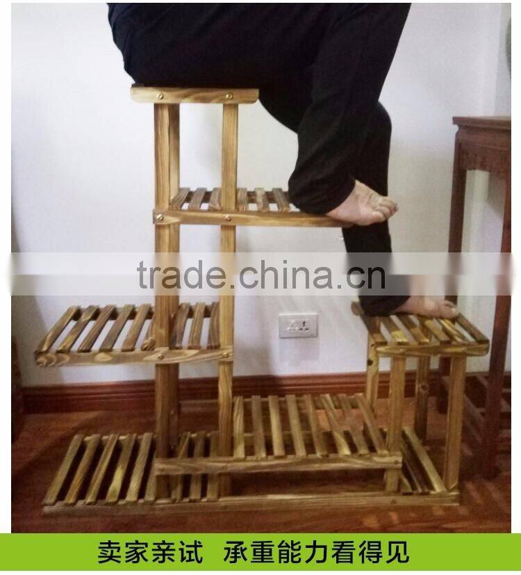 Wooden tall flower display pot stand for garden