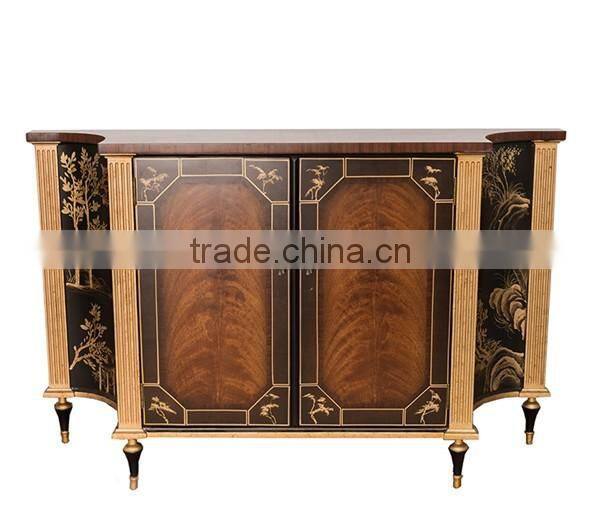 exquisite hand Carved Wooden Curio Cabinets, Vintage Hand Painting Hallway Console Cabinet, Classical Style Living Room Cabinet