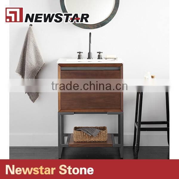 36 inch industrial single wooden base with cararra white top