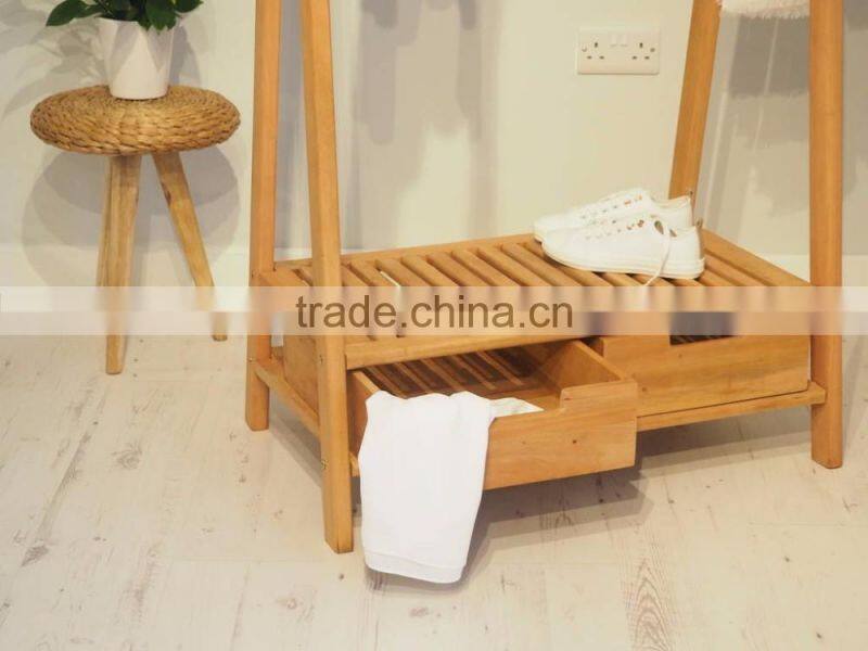 Solid wood Clothes Rack Wooden Storage Shelf Clothes Tree Stand