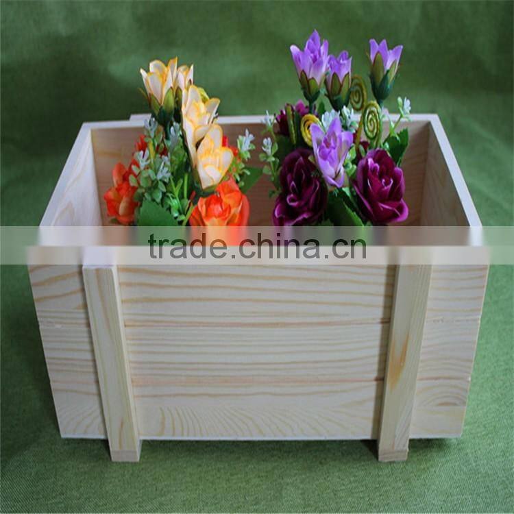 unfinished rectangle pine wooden basket for fireplace or wastepaper