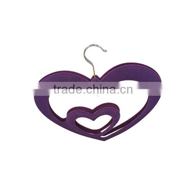 Heart shaped plastic velvet tie hanger