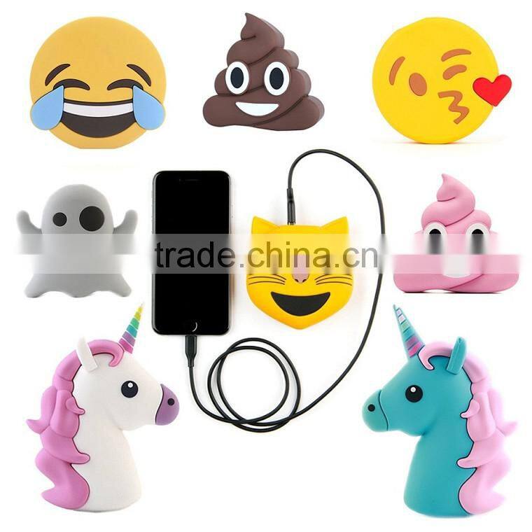 2016 innovative unicorn Emoji Powerbank Mobile Cartoon Cute Power Bank Charger Unicorn Poop OEM Gift Fashion