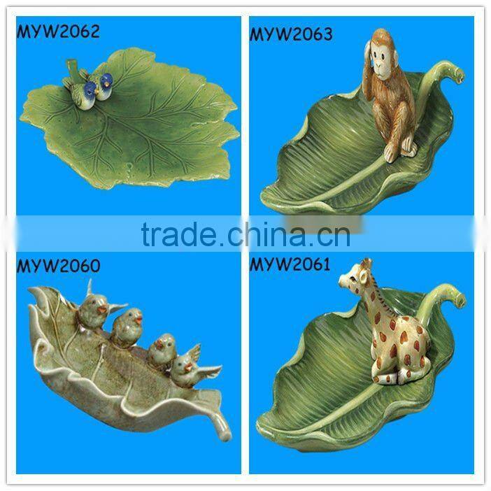 areca leaf design wedding ring holder or candy dish porcelain ceramic leaf shaped dish