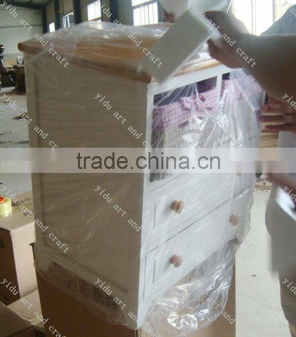 white wood storage cabinet with 4 drawers made in China