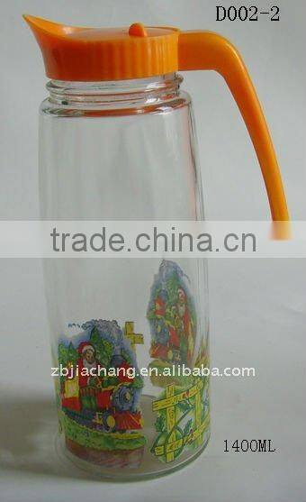 1400ml glass juice jug with plastic lid D002-2