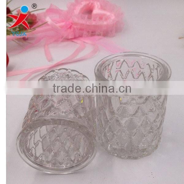 Direct selling small model of prismatic carve patterns or designs on woodwork glass candlestick/candle jar jar/bottle/glass lamp