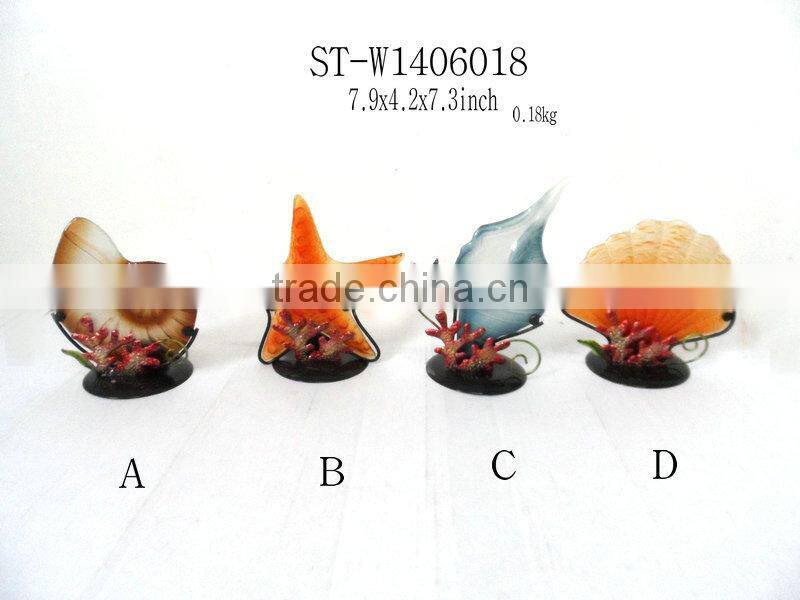 stained shell glass candlestand