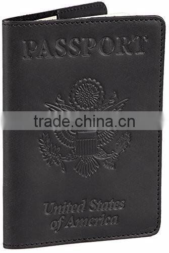 LOW price High Quality Men Black Custom Genuine Leather Passport Holder COVER