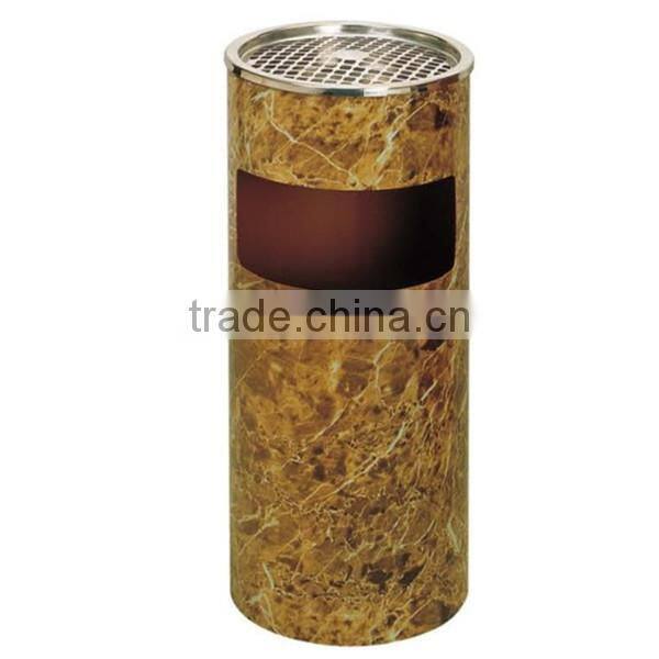 New design round-shape trash can with ashtray in gridding/ Commercial stainless steel ground ash barrel GPX-17 (Granite Pattern)