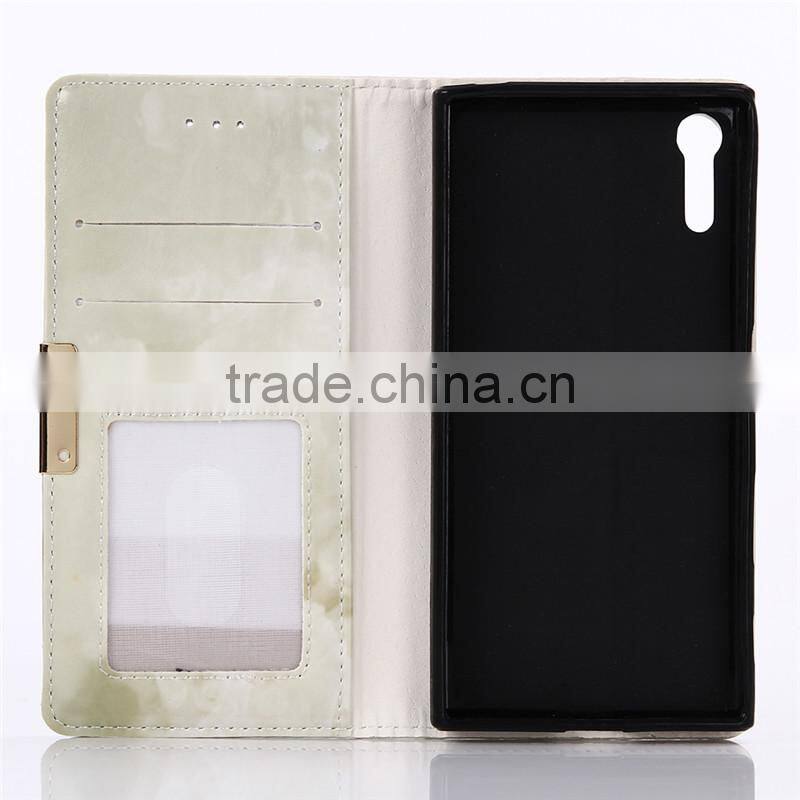 Noble design high quality marble PU card bumper/pocket cell phone case for Sony