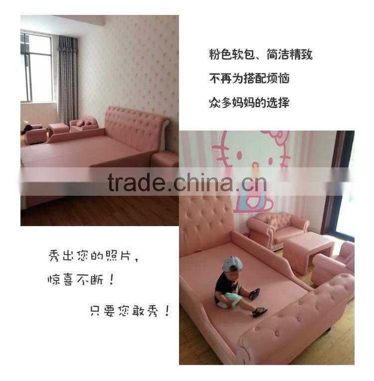 MMD02 sweet pink & blue kids single bed with guardrail 2016 alibaba new classic children kids baby furniture