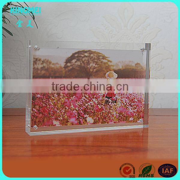 2015 Custom Wholesale Romantic Acrylic Heart Shaped Magnetic Photo Frame