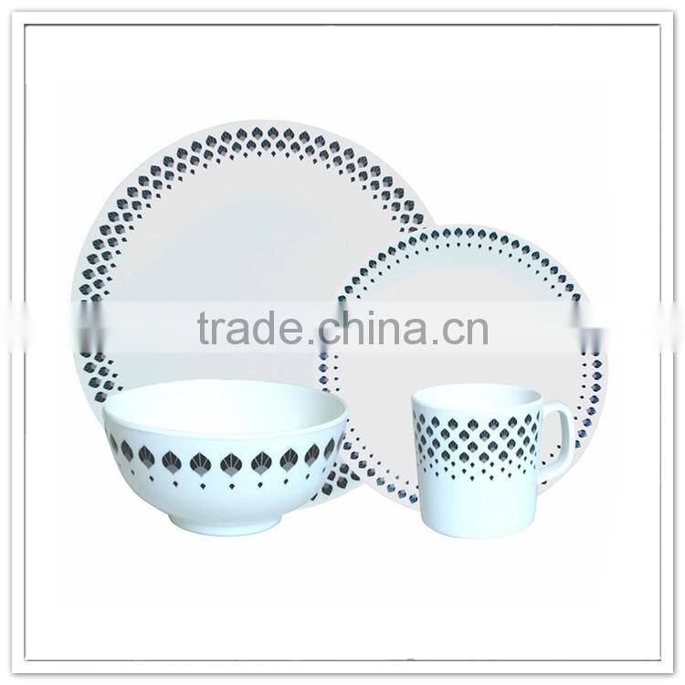 Diamond printed circular elegant round new style tableware in melamine food material