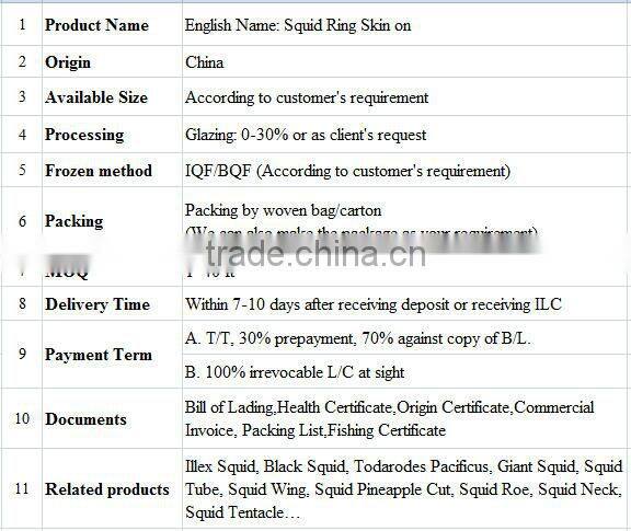 Frozen Todarodes Squid Ring