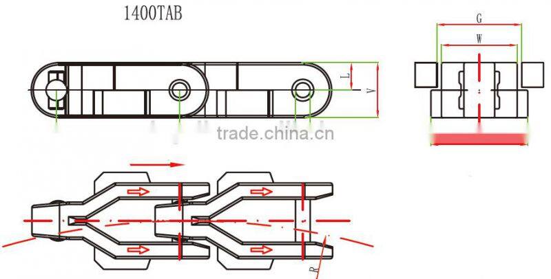1400 series POM plastic crate conveyor case chain