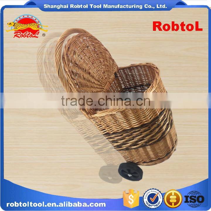 unique vintage willow weaved woven wicker shopping trolley wheels basket cart