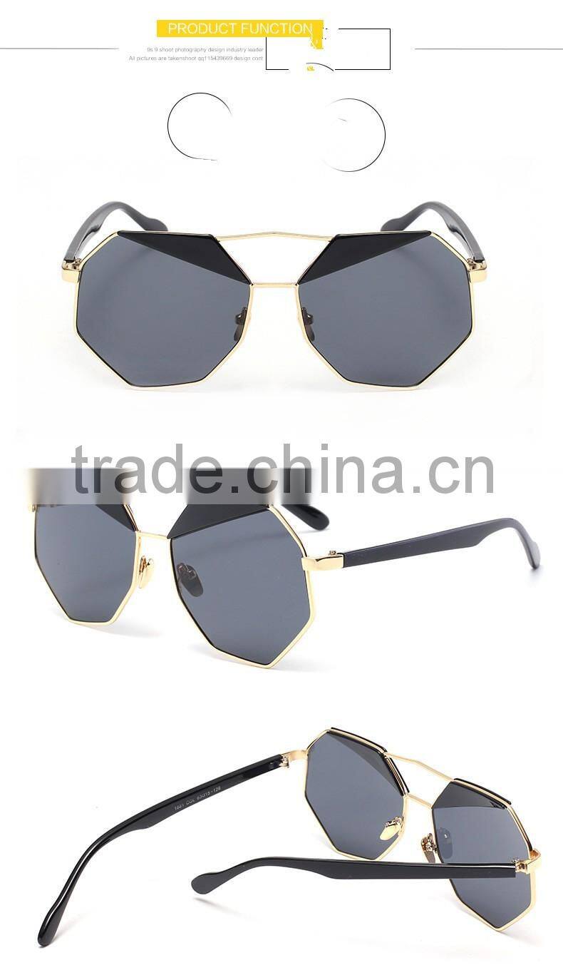 2016 New fashion dazzle colour hexagon sunglasses fine really membrane cycling beach sunglasses outdoor sports mirror