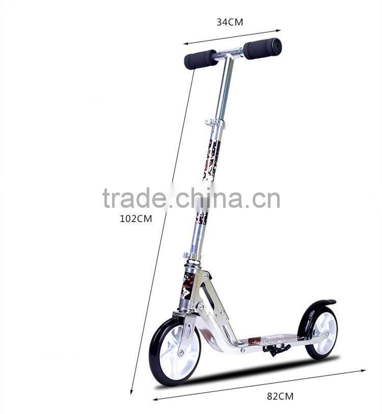 hot sale child and adult freestyle kick folding scooter with 2 big PU wheels