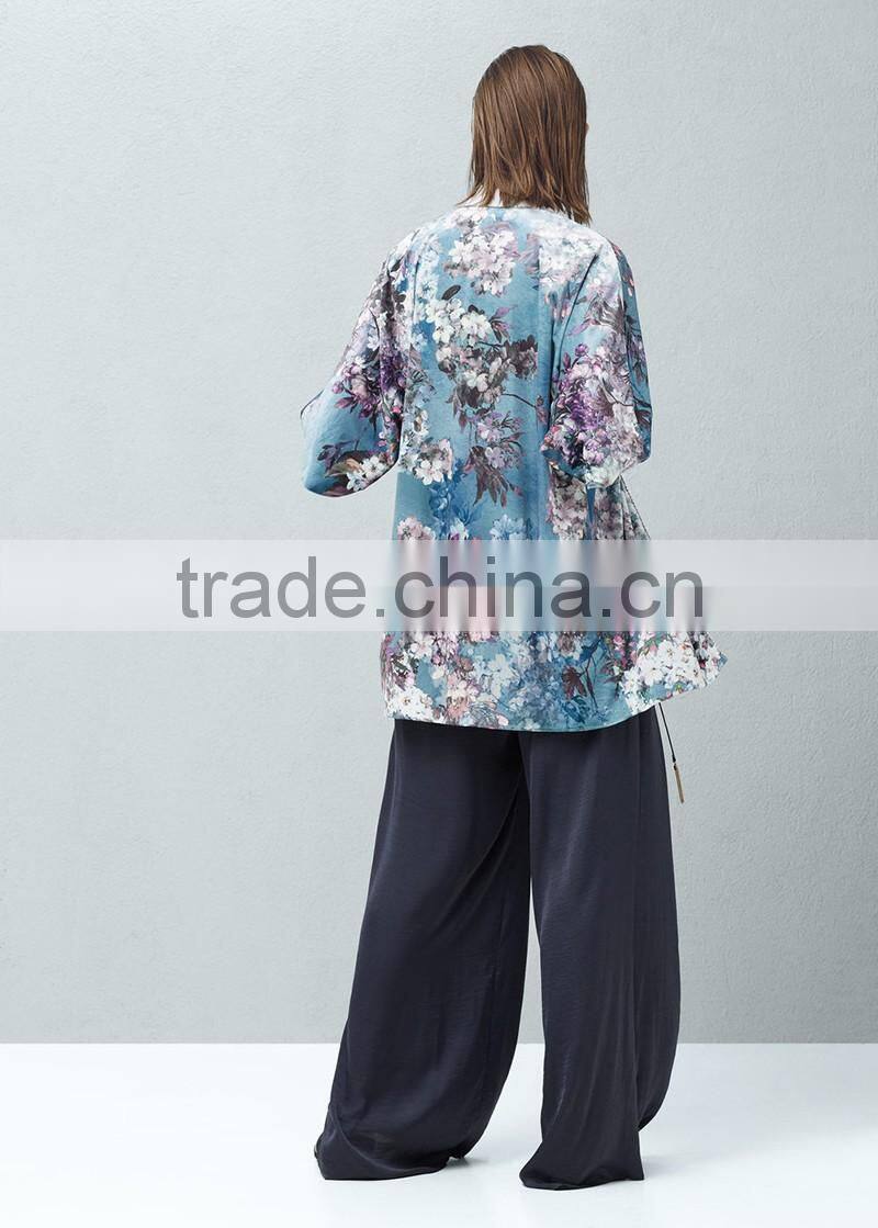 ladies short sleeve light velvet jacket custom printing