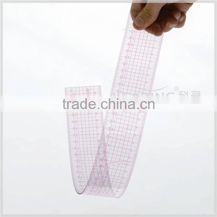 Kearing brand transplant flexible 5*50cm plastic sandwich line garment ruler for sewing design#8004