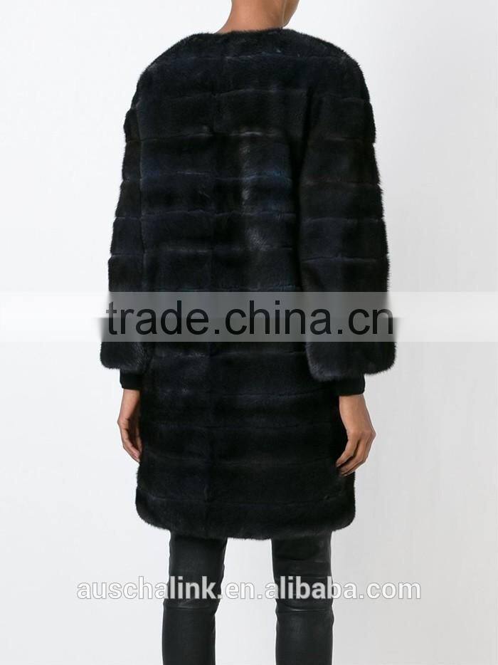 new style modern ladies black mink fur padded coat competitive price