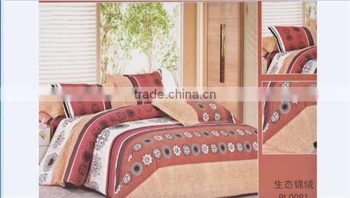 100%polyester 3D reactive printing tree vivid diamond velvet bedding set