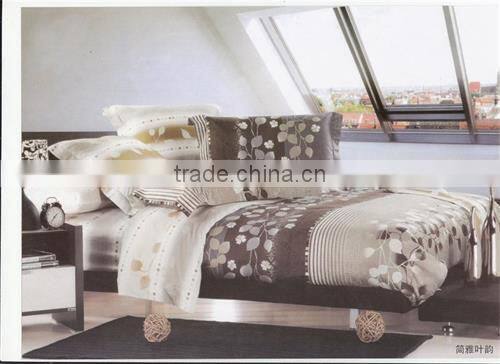 100%polyester digital printed leaves luxury diamond velvet bedding set