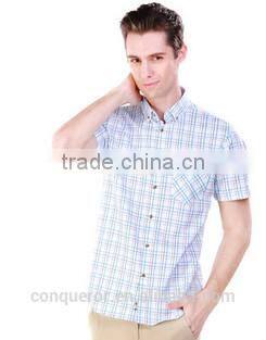 Men's blue check cotton Shirt slim fit shirt HOT! MSH20150006