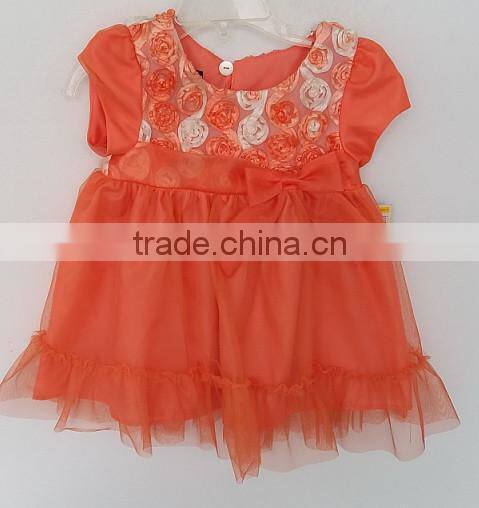 2016 cool baby girls embroidered flowers pink dress for summer