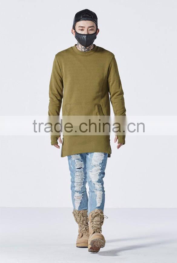 custom wholesale blank longline sweatshirt oversized pullover for men