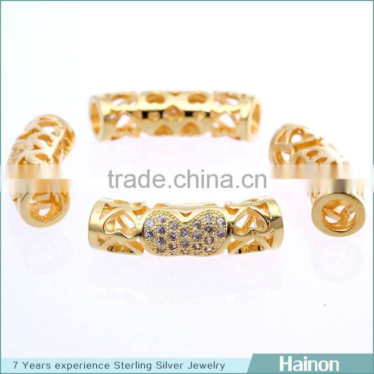 silver bend pipe charm big hole fit love style diy bracelets beads