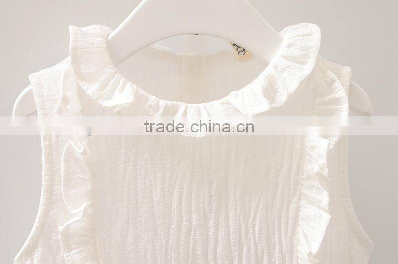 Blank baby clothes top ruffle shorts two piece set 100% cotton clothing for toddlers crushed linen outfit