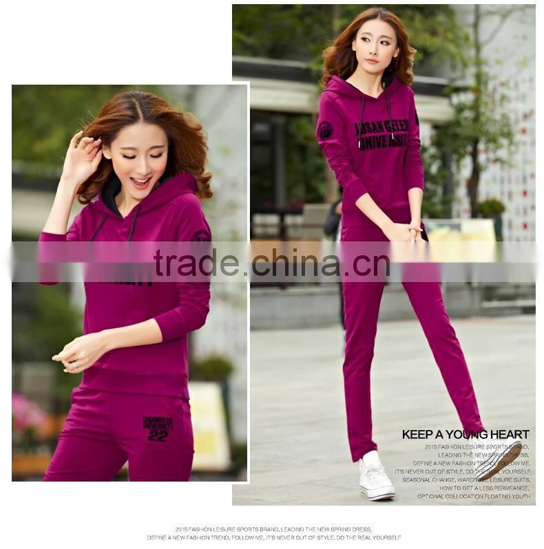 2017 Casual Fleece Slim fit women tracksuit wholesale cheap custom women tracksuit