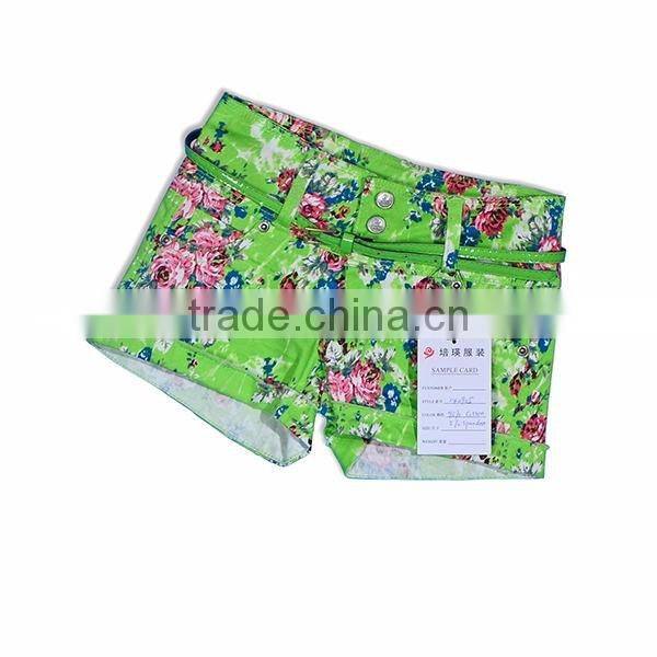 Fashion Flower Prints Women Jeans Summer Shorts