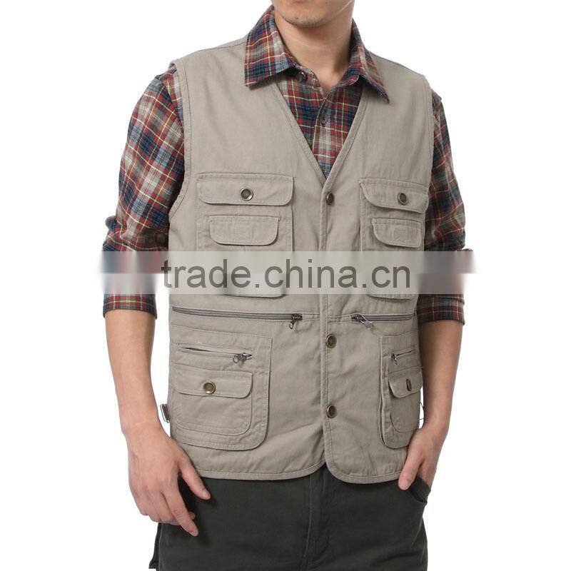 2015 Wholesale Portable Spring Man's Multi Pocket Vest