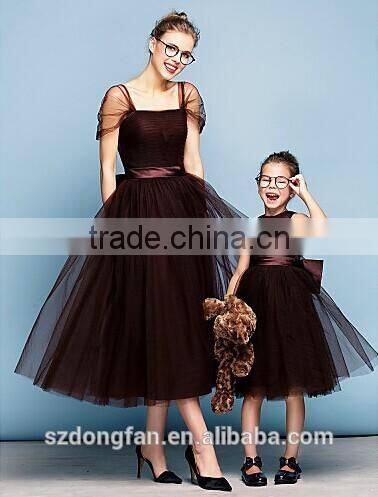 Hot Sale Mom And Daughter Dress Girls Brown Tutu Dress Evening Party Dress