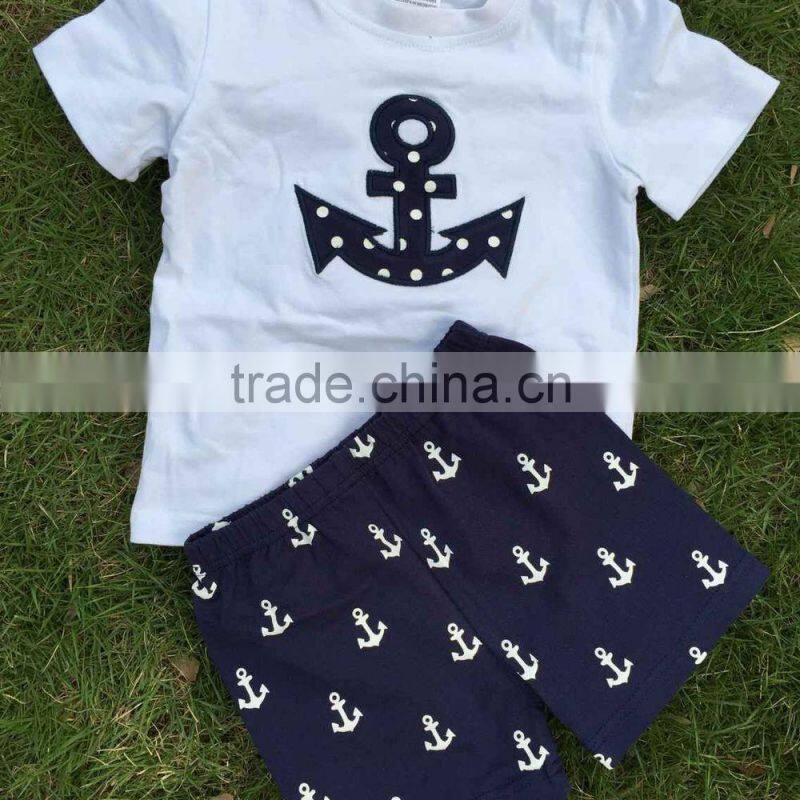 2015 new arrival anchor print shorts boy short set summer short outfit sets