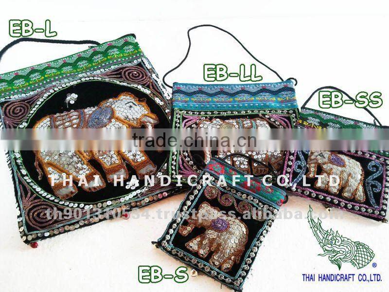 Thai Elephant Cotton HMONG Hill Tribe Shoulder Bag Cross Body Bag EB-L