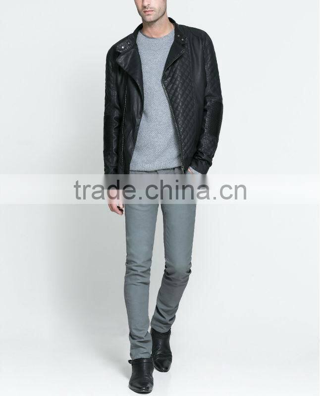 Wholesale new directions black biker jacket with elbow patches for men