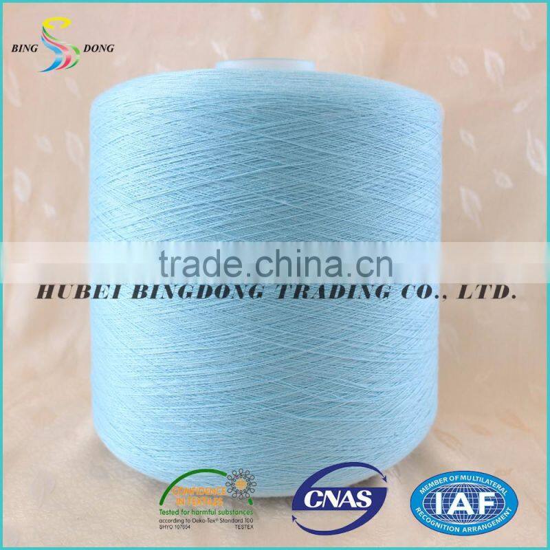 44s/2 dyed blue 100% virgin polyester spun yarn