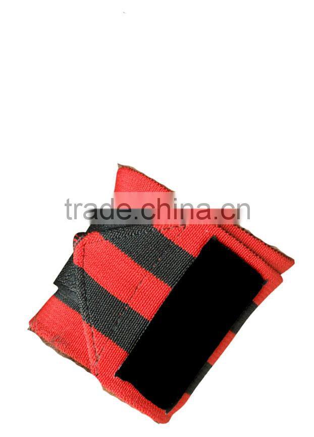 Weight Lifting Wrist Wraps in Red Color with Two Black strips