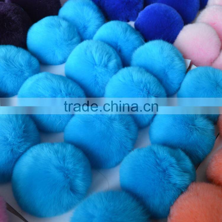 SJ748-01 2016 New Design Pom Pom Fur Balls Genuine 8cm Real Rabbit Colorful Fur Ball Pom