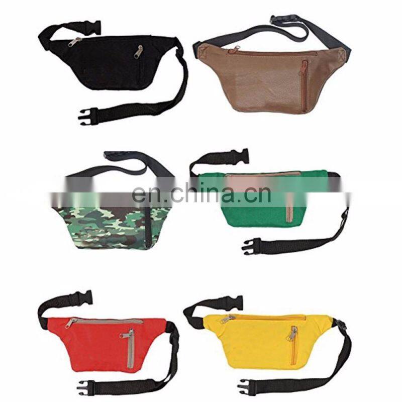 Multi-Use Two Zipper Cell Phone Pocket Travel Simple Fanny Pack PU