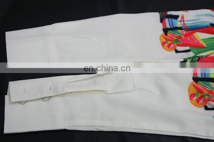 White printing long sexy casual colorful beach dress