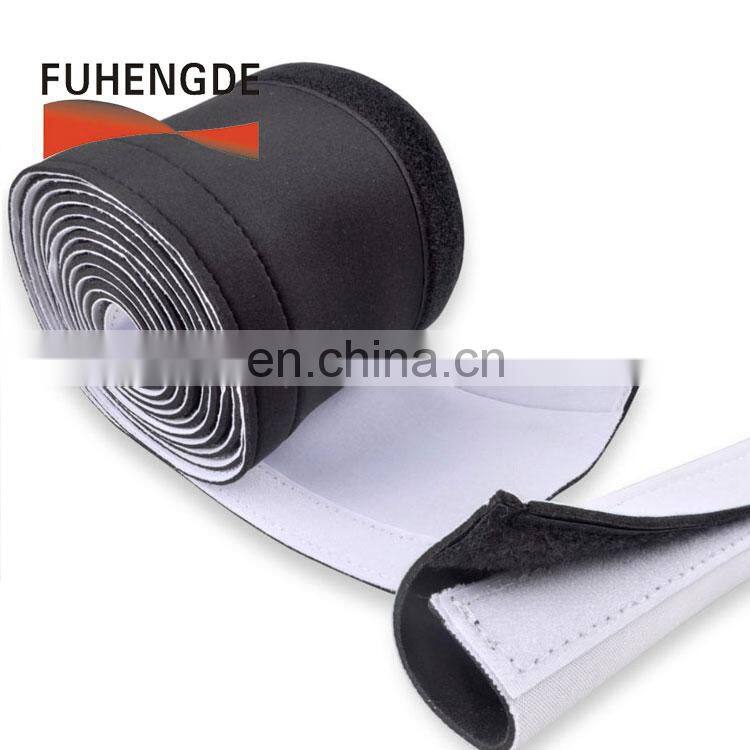 Hot selling backed hot glue welding neoprene cord organizer cable tidy sleeve