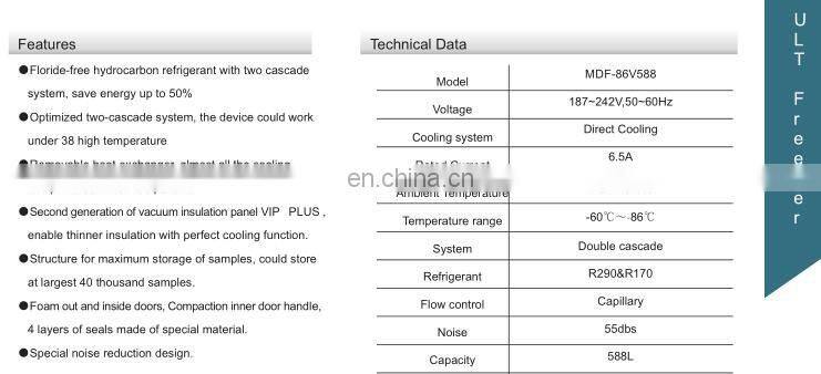 MDF-86V588 - 86 degree Ultra low temperature freezer Deep Freezer price
