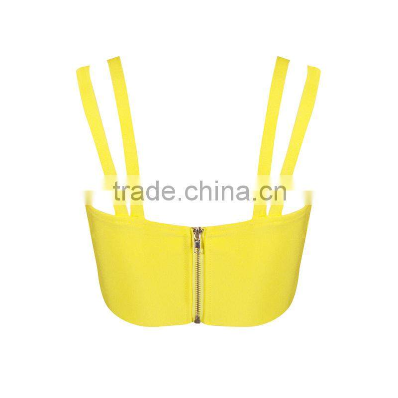 Jenny Fashion Wholesale 2016 New White Beige Red Yellow Sey Cute Women Strap Bandage Bustier Crop Tops
